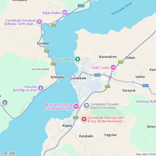 Çanakkale merkez haritası