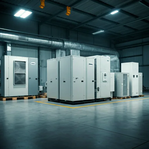 Endüstriyel HVAC ekipmanlarının bulunduğu temiz tesis alanı
